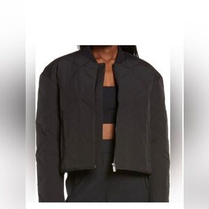 sweaty betty black harley quilted jacket - size medium.